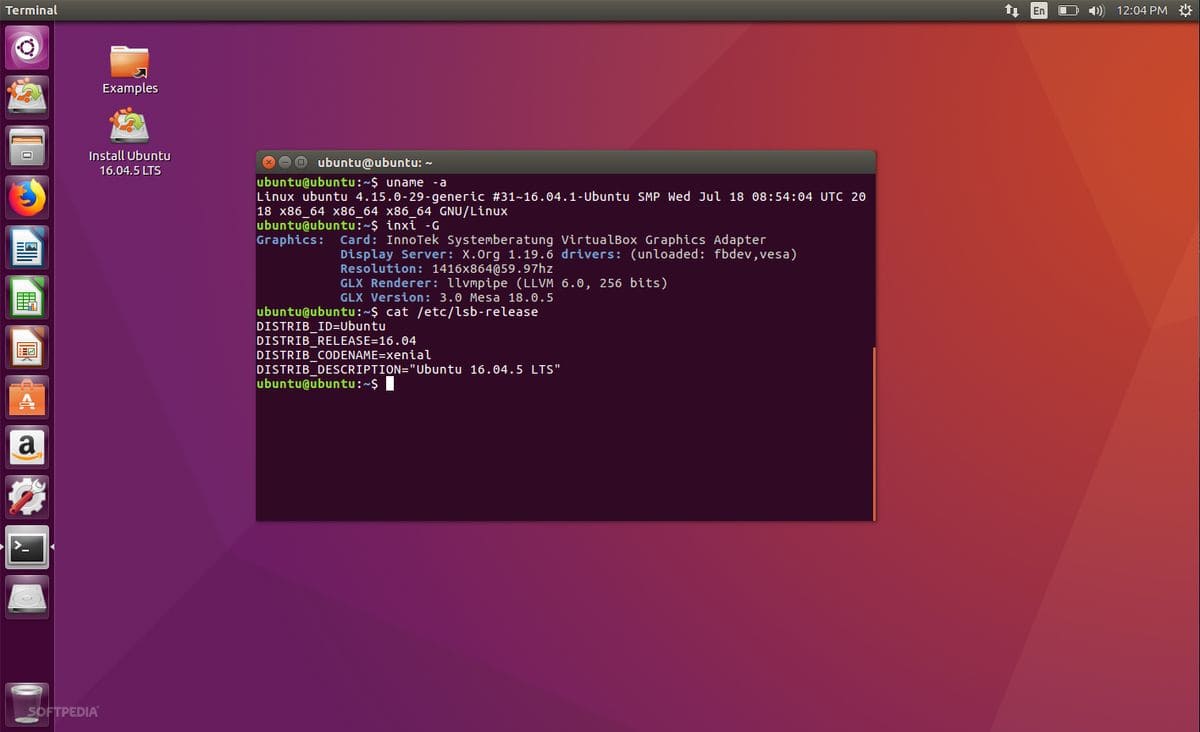 Ubuntu Linux 16.04 LTS Preview Image 4 with GUI and Linux 4.14.3